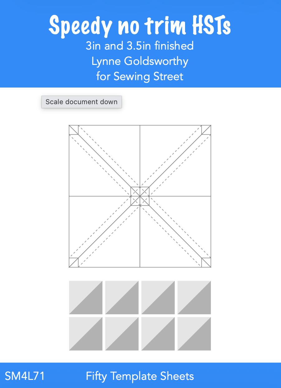 Speedy no trim Half Square Triangle printable pdf - 3" and 3.5" HSTs
